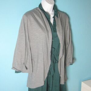 Fresh Produce Womens Size M Casual Open Front Gray Cardigan 100% Cotton 44" Bust